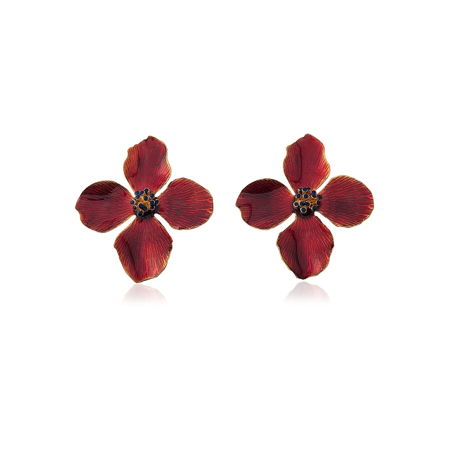 Women’s Red Clover Flower Earrings Milou Jewelry