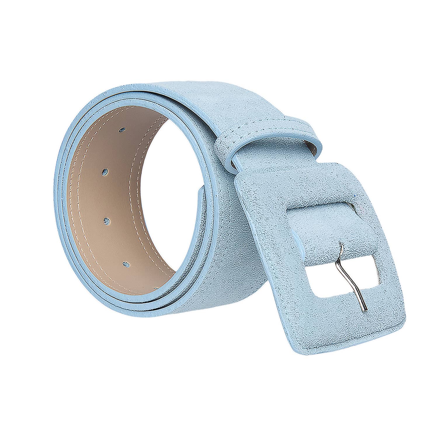 Suede Square Buckle Belt - Baby Blue | BeltBe | Wolf & Badger