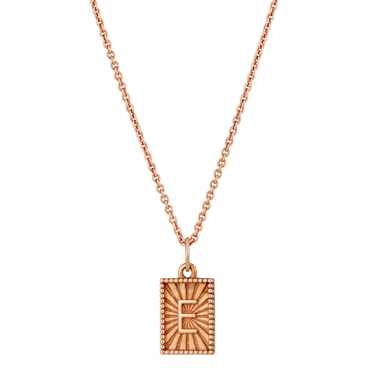 Shop Posh Totty Designs Women's Rose Gold Plated Sunbeam Rectangle Initial Charm Necklace