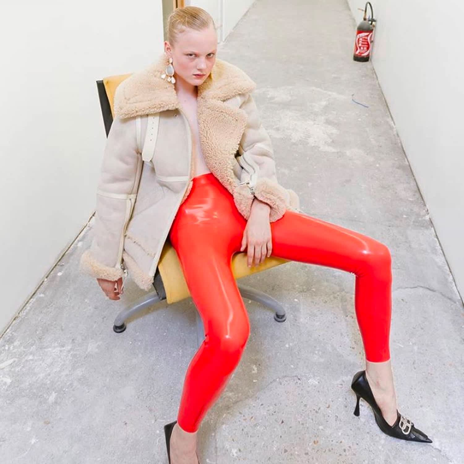 Red Leather Leggings/ Long Leggings/ Street Leggings/ Stretch Leather /  Casual Women Leggings/ IVANEL/ S, M, L -  Sweden