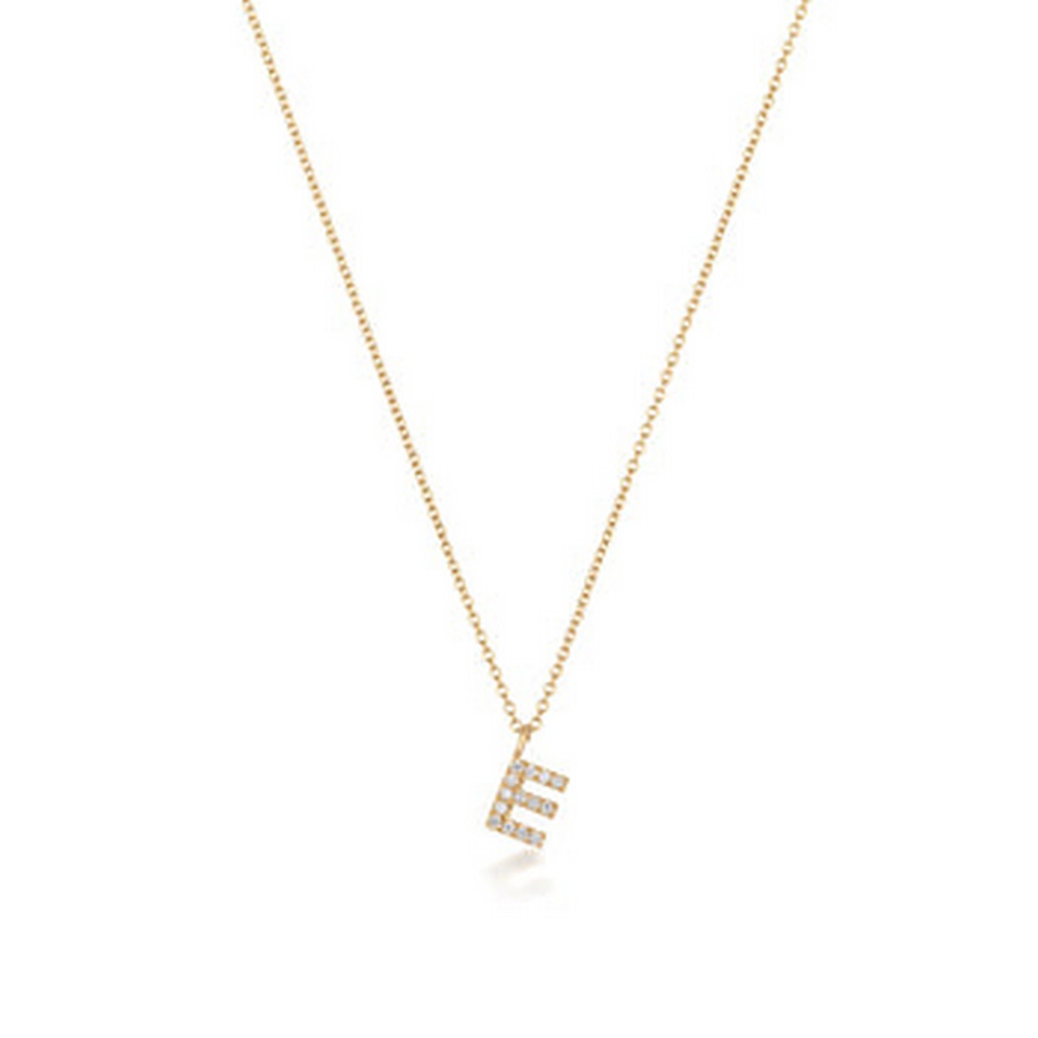 Women’s White Diamond Initial E Necklace In Gold Cervin Blanc