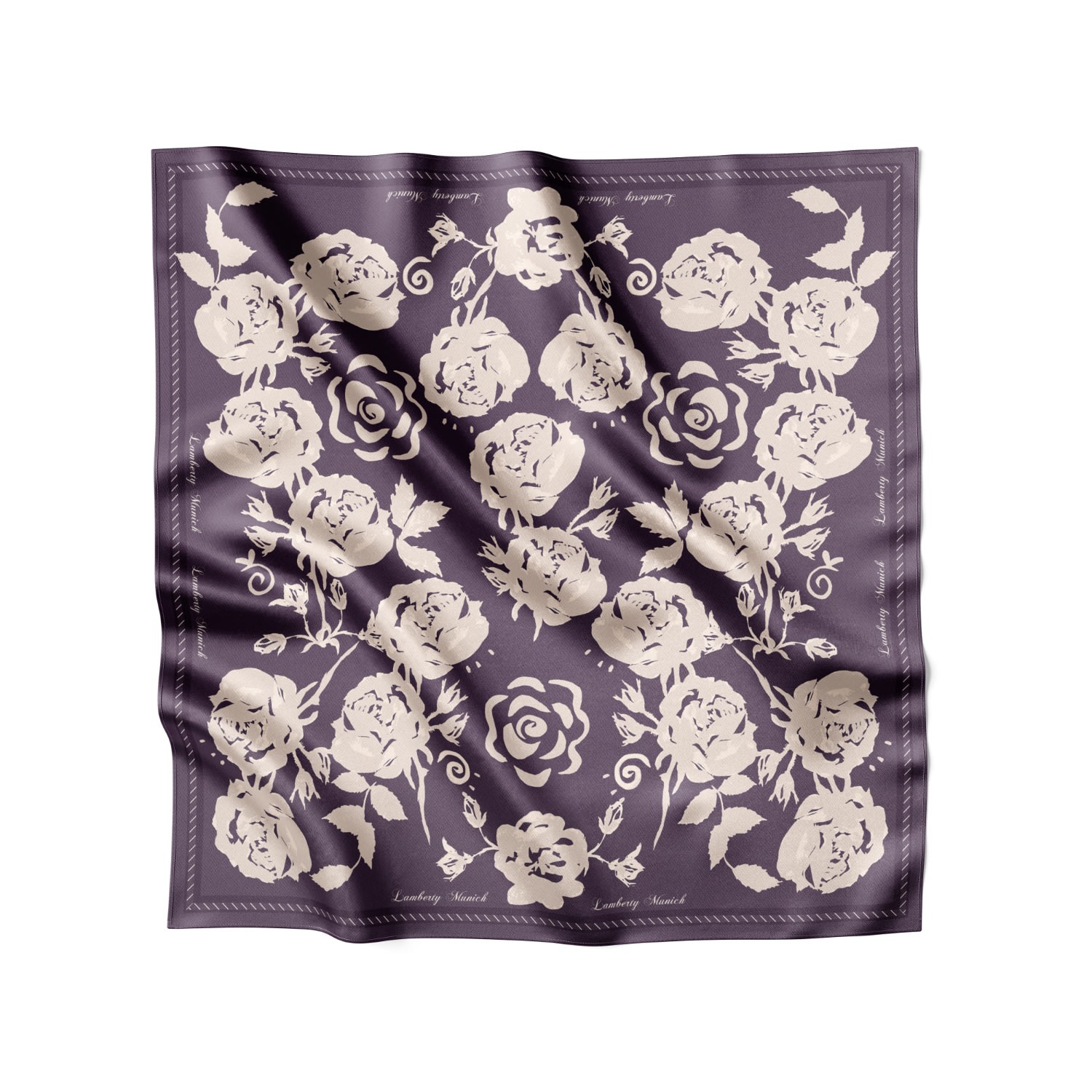 Lamberty Munich X Katchmagic London Women's Pink / Purple / Neutrals Midnight Rose - Midi Silk Scarf In Purple