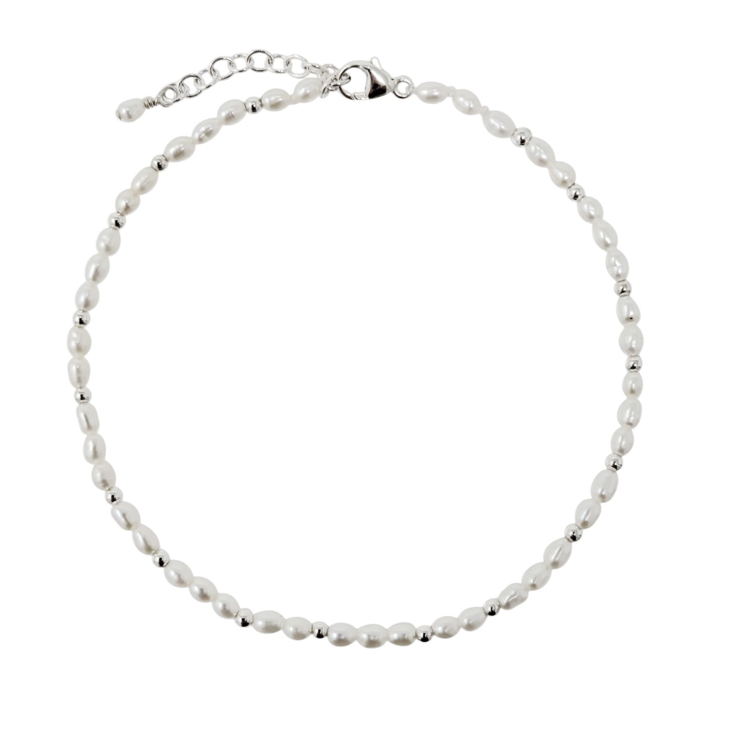 Women's Lexi Beaded Seed Pearl Sterling Silver Anklet | Kiri & Belle