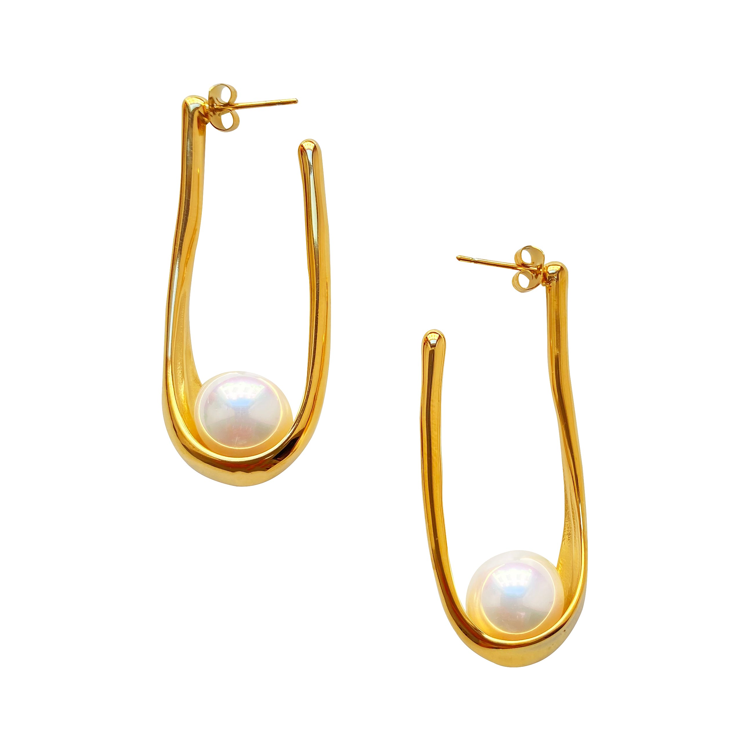 Smilla Brav Women's Gold / White Earrings Daria