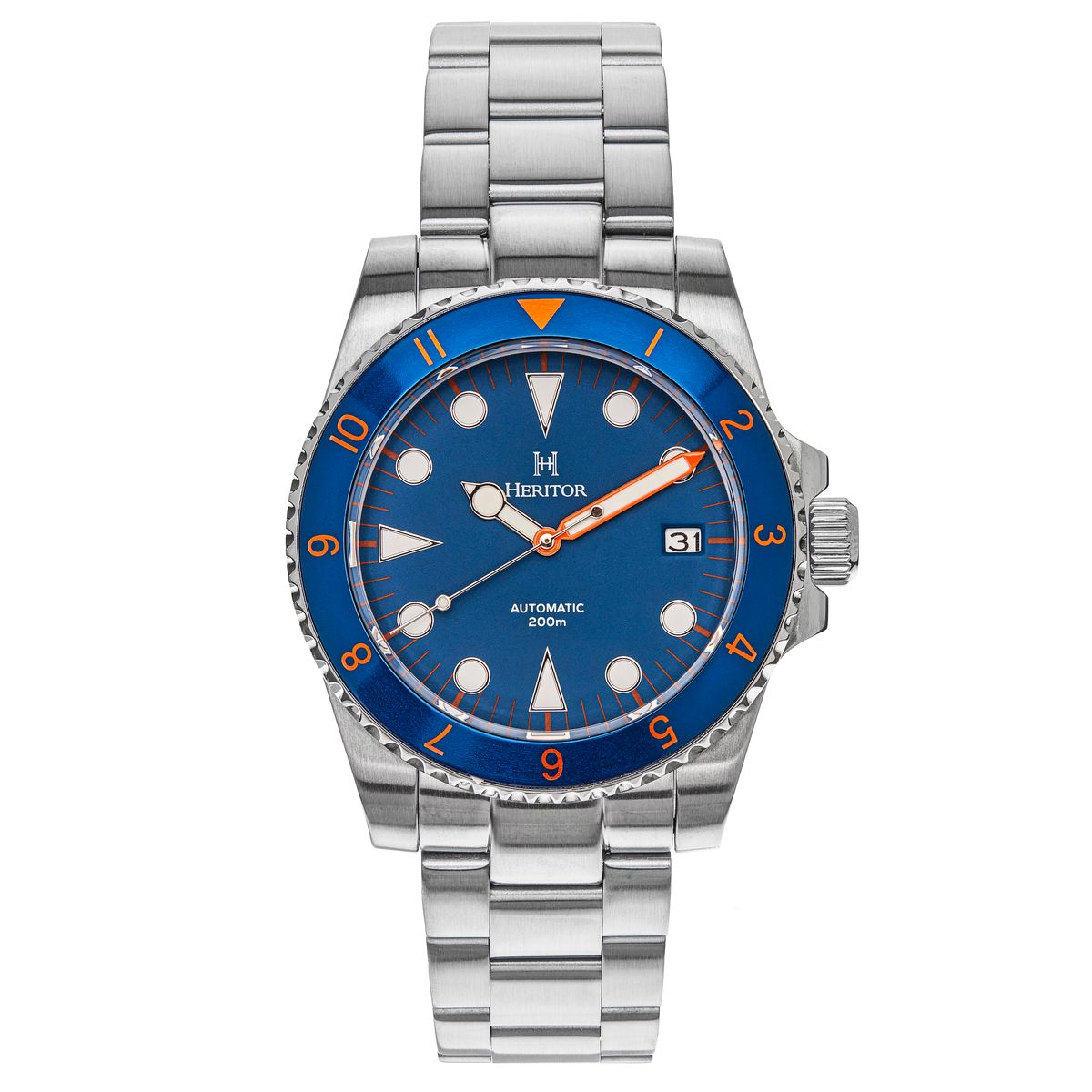 Heritor Automatic Men's Luciano Bracelet Watch With Date - Blue In Blue