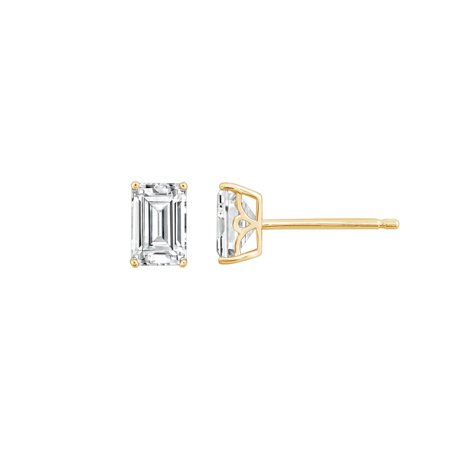 Kiera Women's Yellow Lab-grown Diamond Two Carats Emerald Solitaire Stud Earrings In Yellow