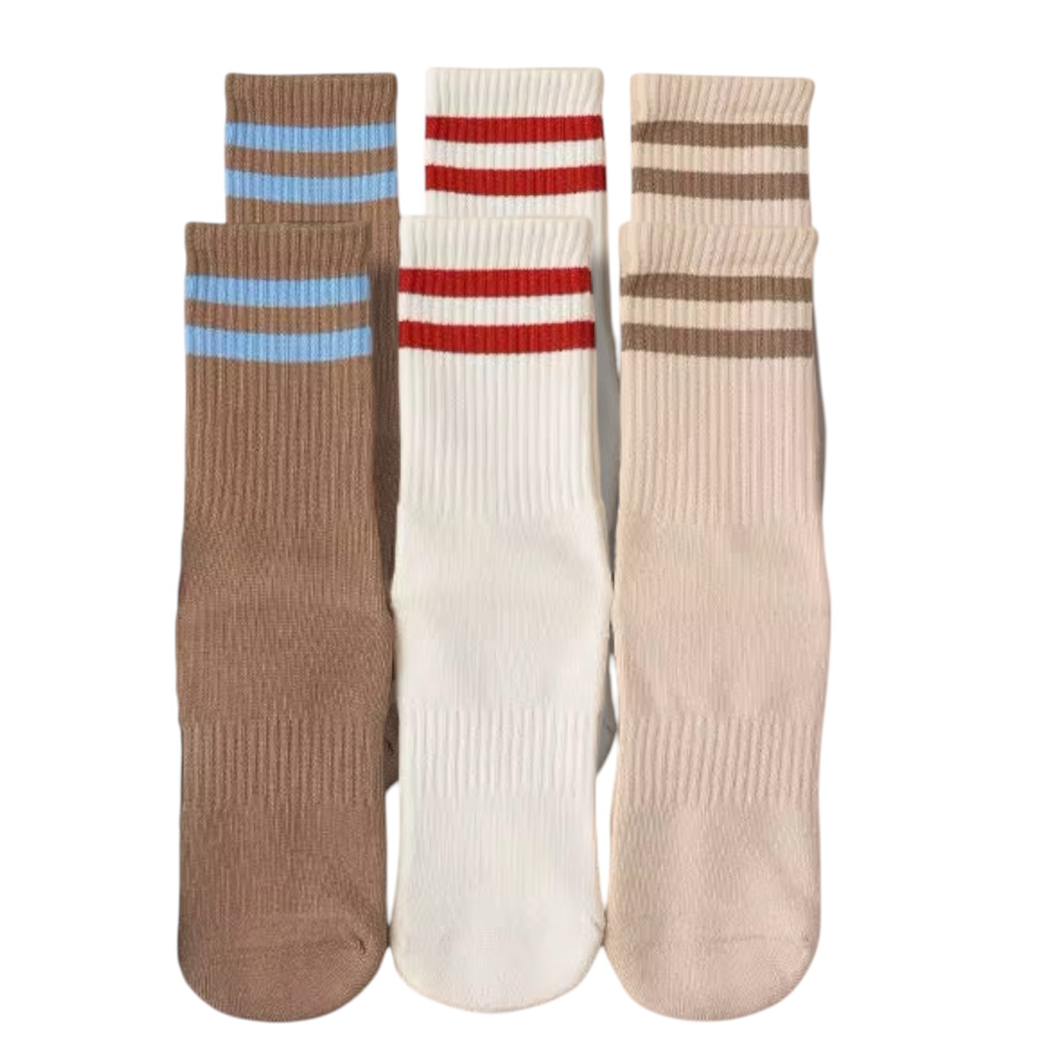High Heel Jungle By Kathryn Eisman Women's Brown / White Varsity Premium Cotton Pilates Yoga Grip Socks - 3 Pack In Brown/white