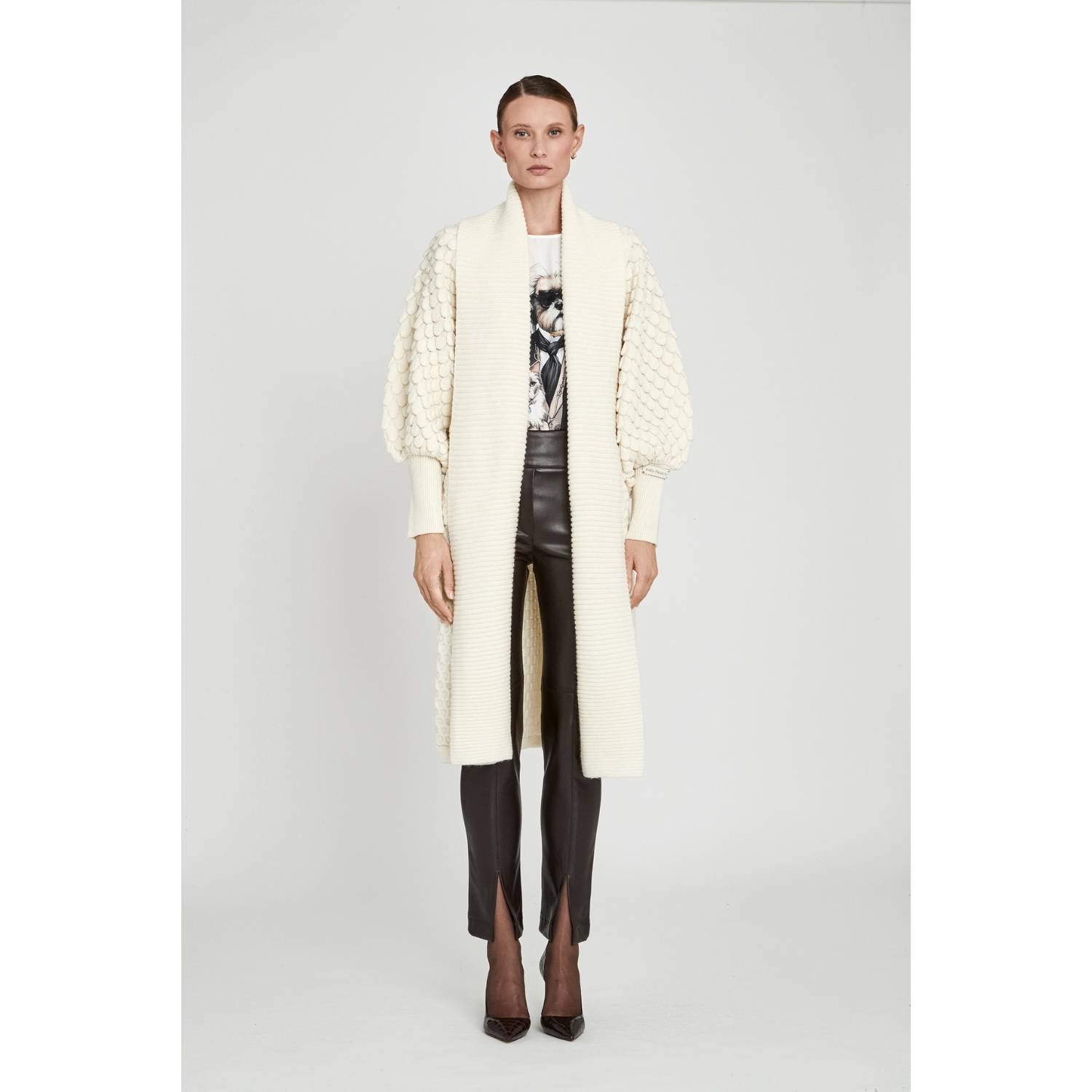 The Extreme Collection Women's White Genevieve Ecru Long Cardigan In Neutral