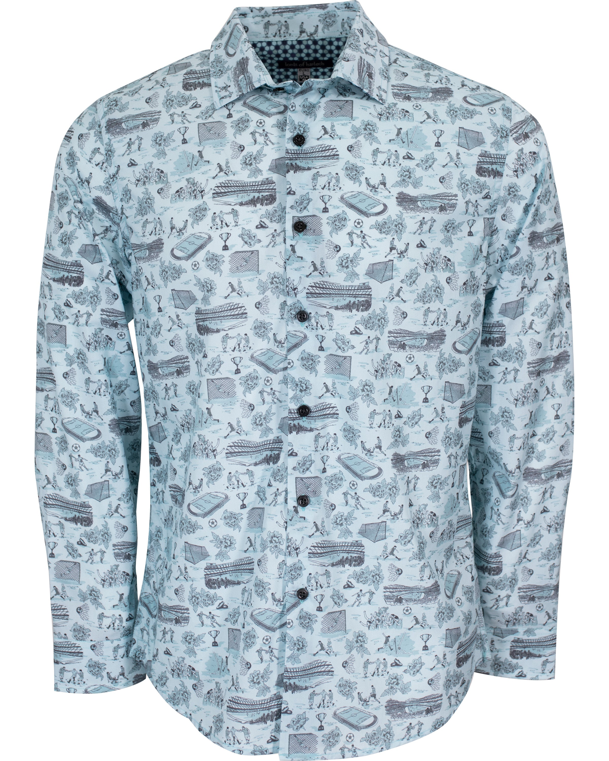 Men’s Green / Blue / Grey Nigel Soccer Toile Shirt In Nile Extra Large Lords of Harlech