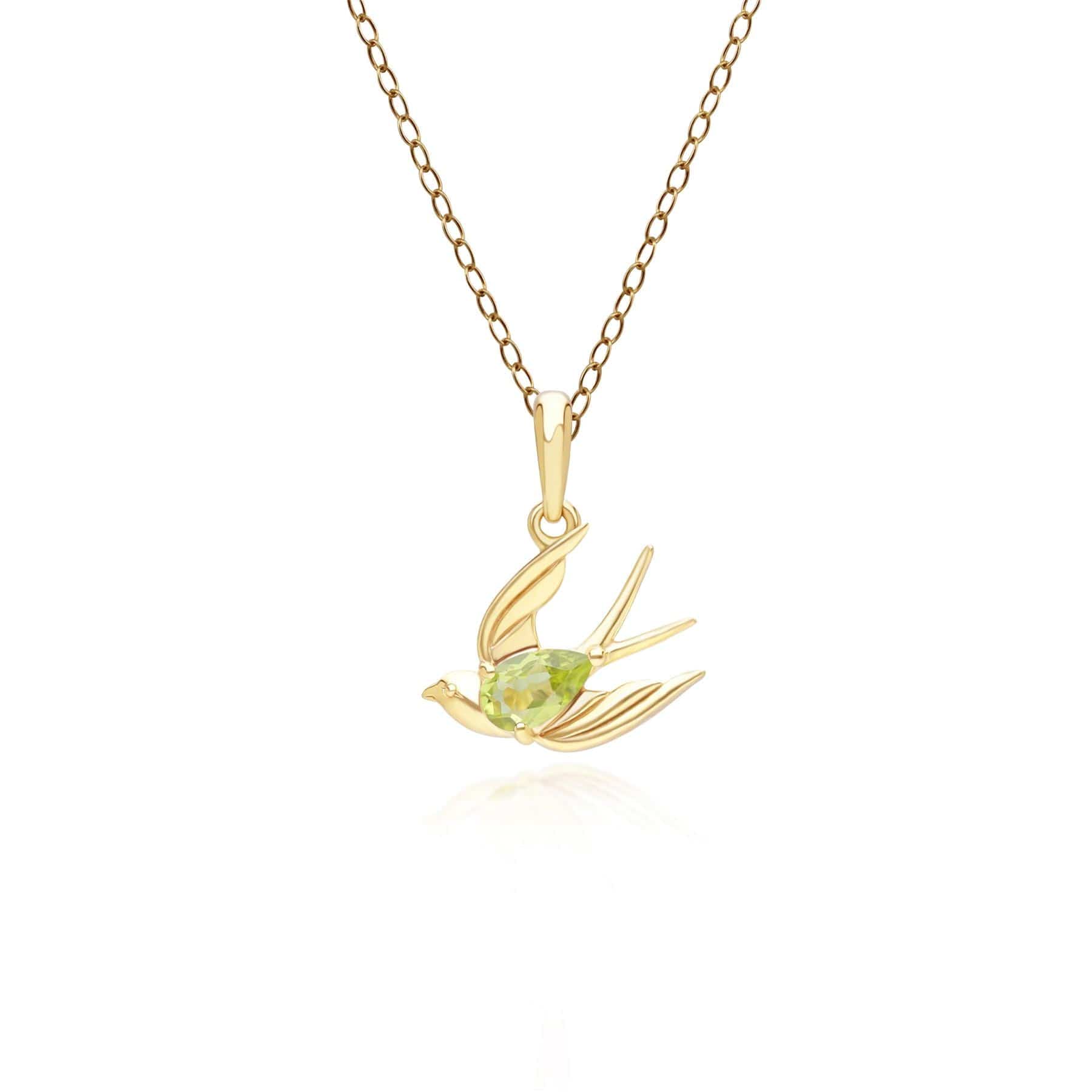 Women’s Green Ecfew Creator Peridot Hummingbird Pendant Necklace In Gold Plated Sterling Silver Gemondo