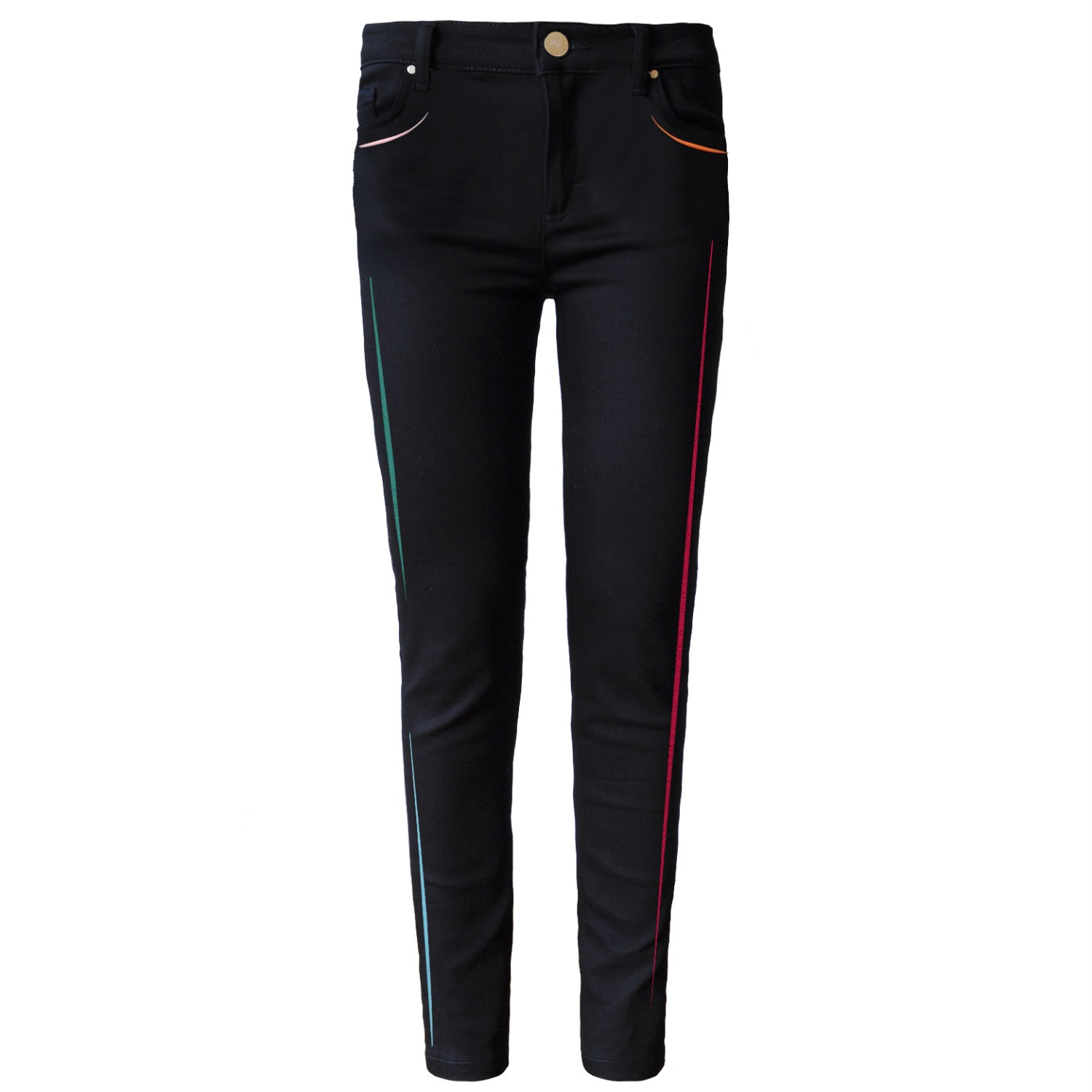 Black Neon Embroidered Slim Jeans 25" My Pair of Jeans