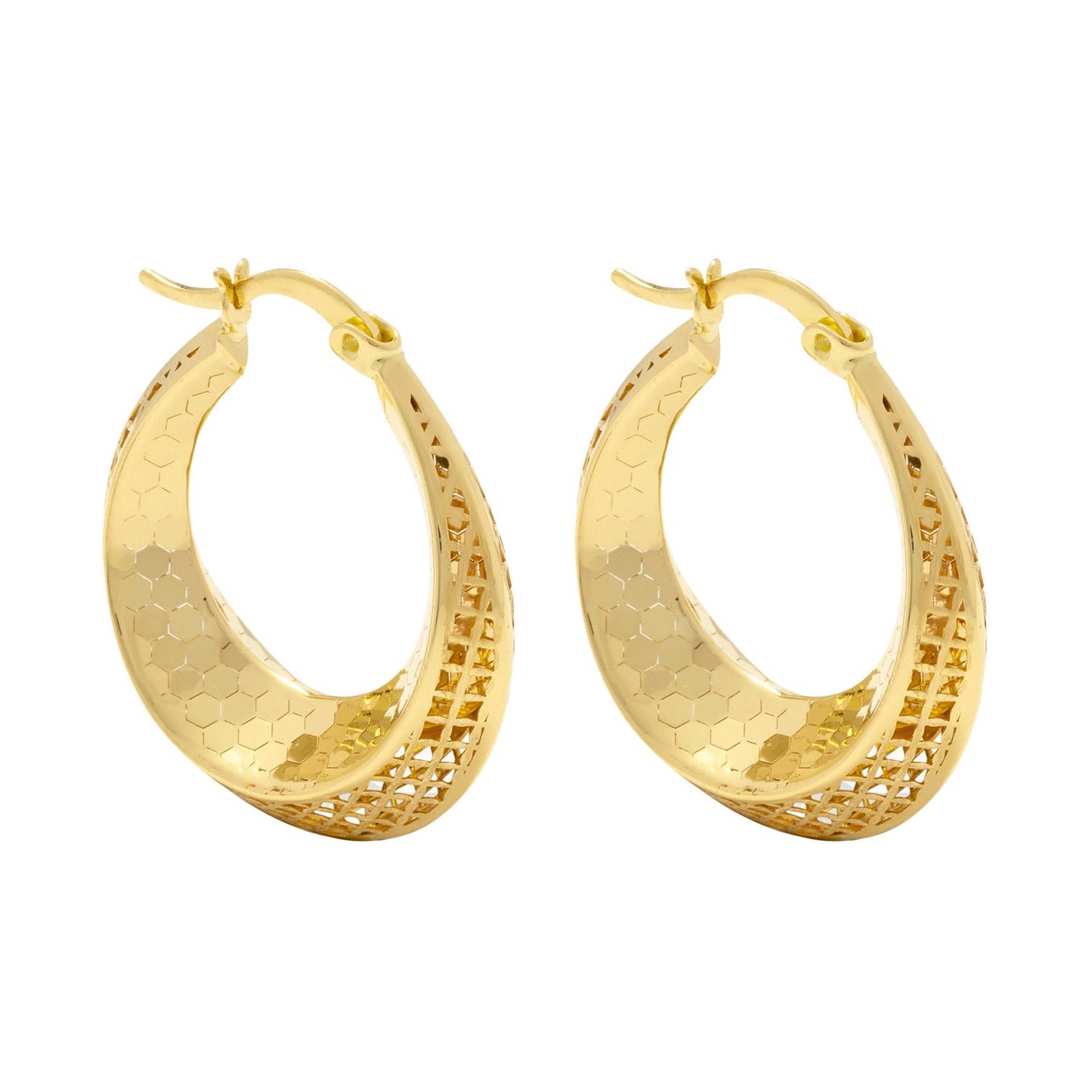 Zelveti Women's Gold Honeycomb & Geometric Patterned Small Hoop Earrings
