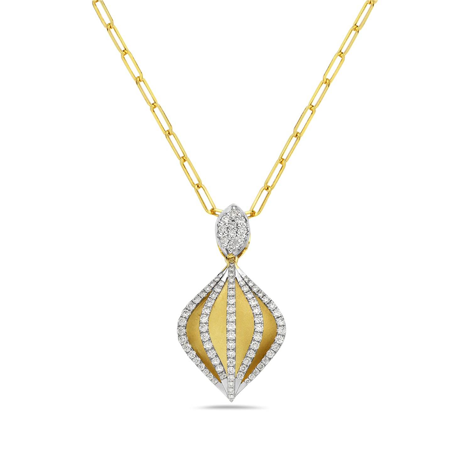 Artisan Women's Gold / White 14k Yellow Gold Pendant With Marquise Cut Diamond In Gold