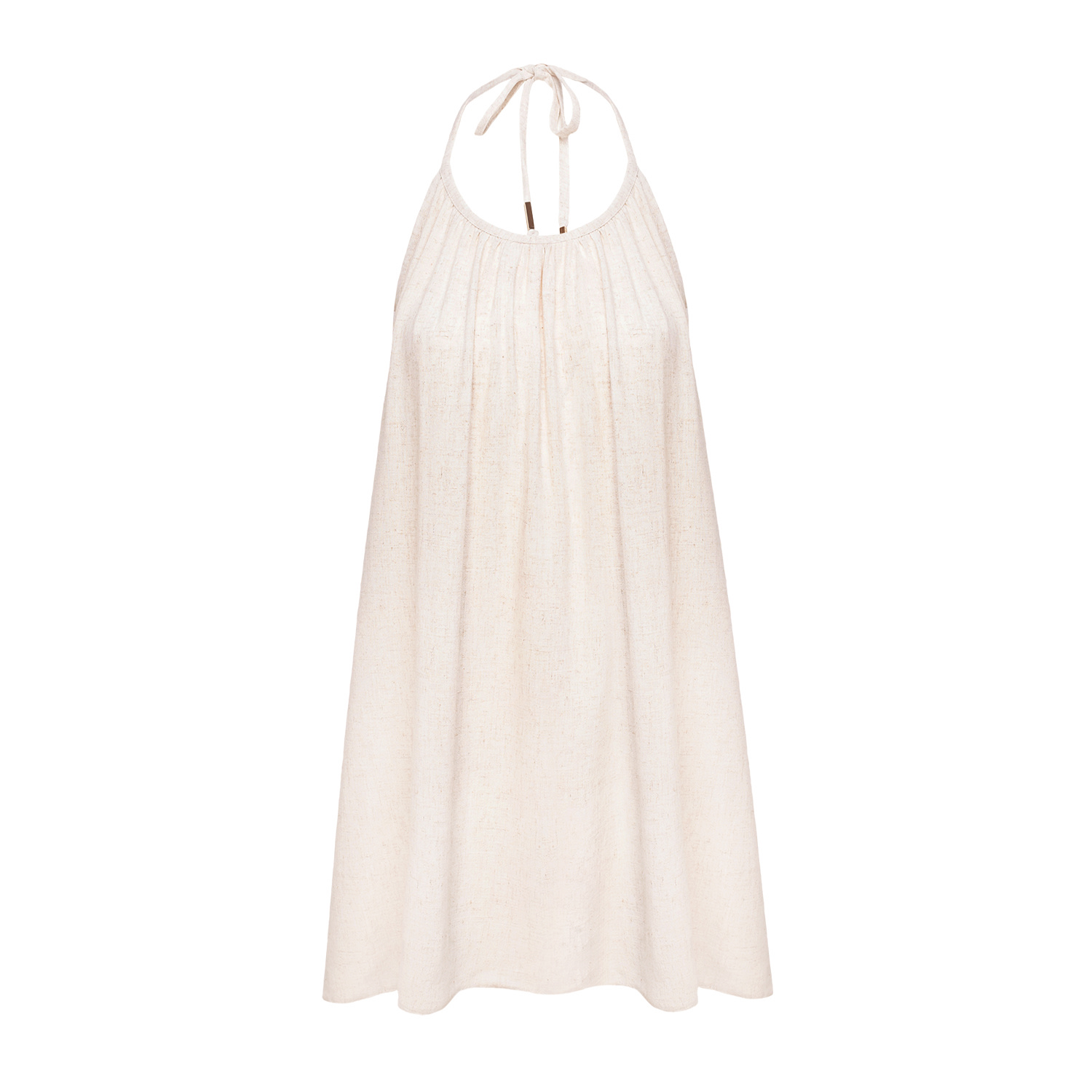 Mandragora Women's Neutrals Beige Summer Dress With Open Back In Viscose And Linen– Sola