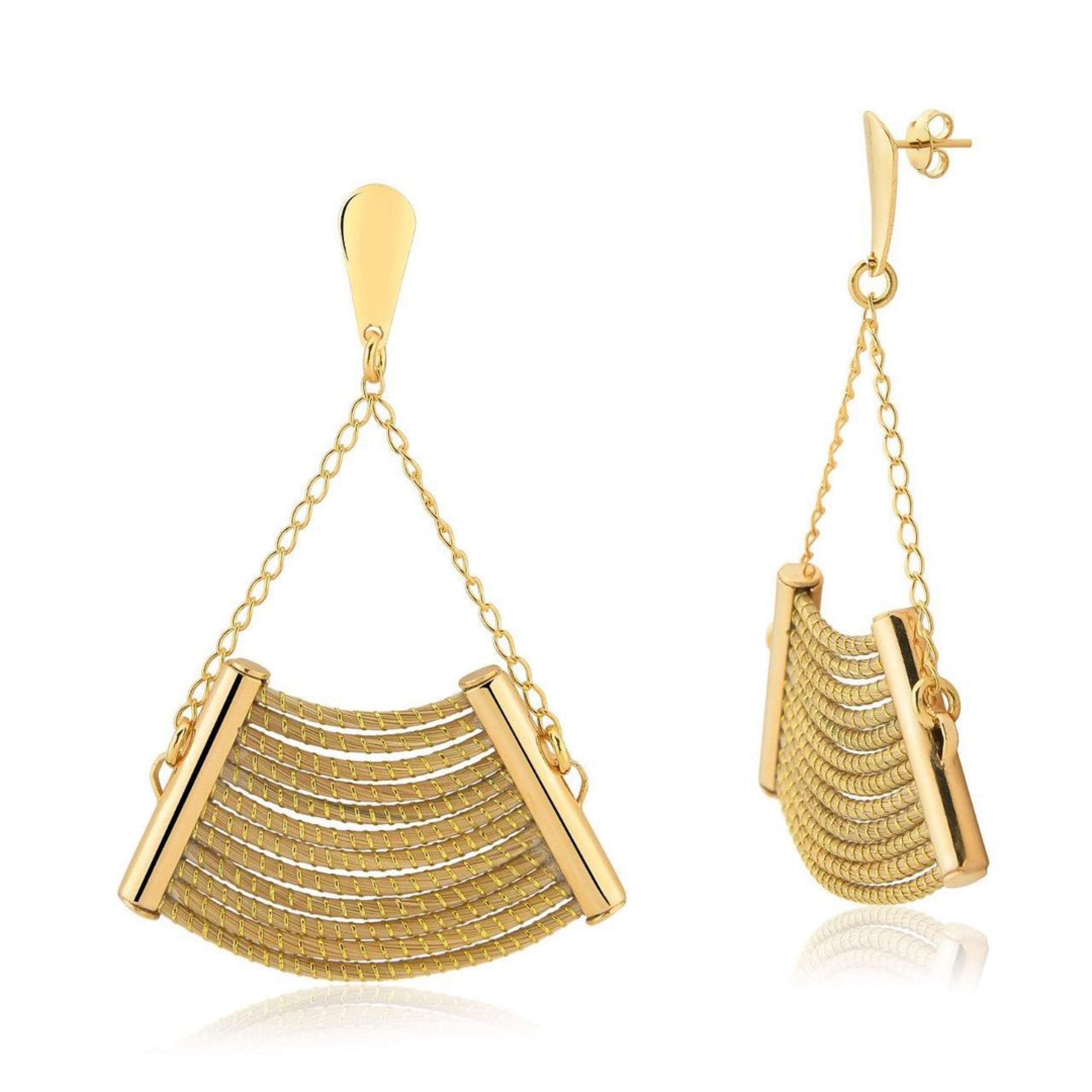 Fetutti Jewelry Women's Fan Lumen Golden Grass Triangle Earrings