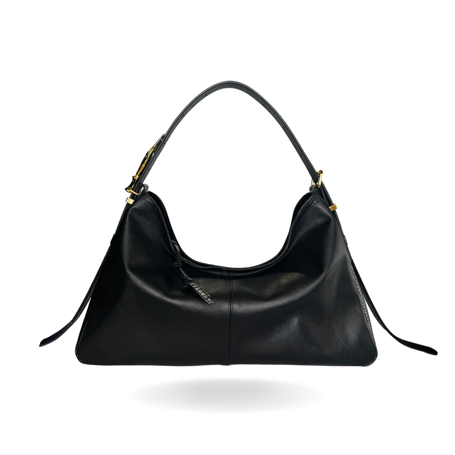 Indigolush Women's Hobo Muse Black Smooth Leather One Hand