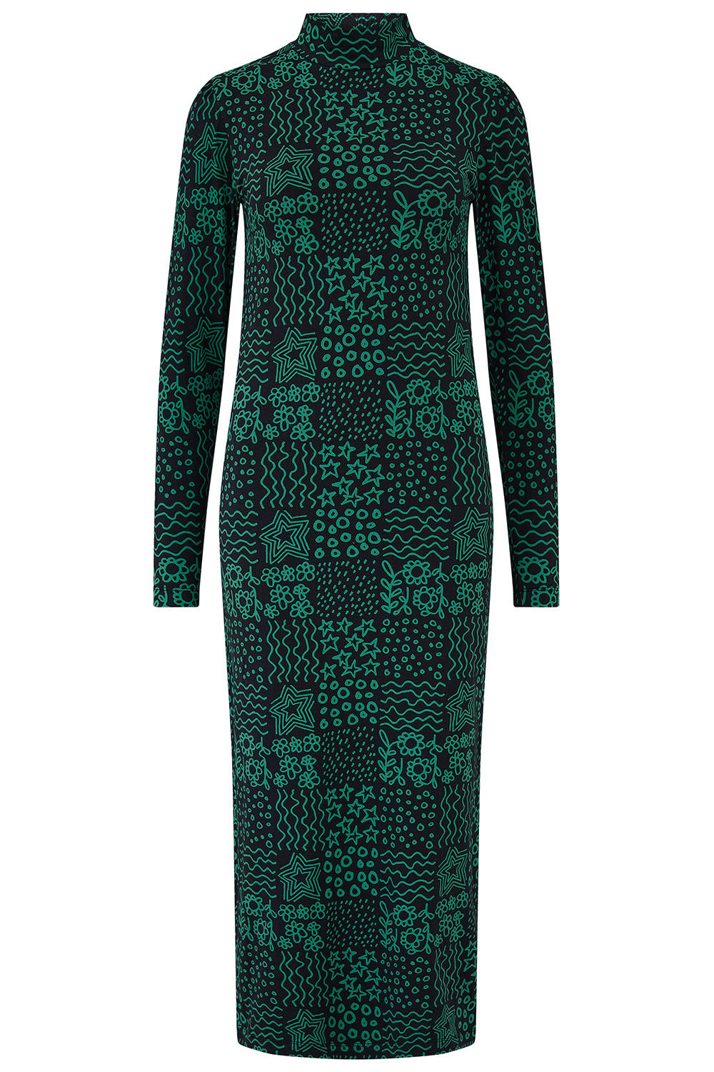 Sugarhill Brighton Women's Green / Black Taliah Jersey Midi Dress Black, Green, Doodle Checkerboard In Green