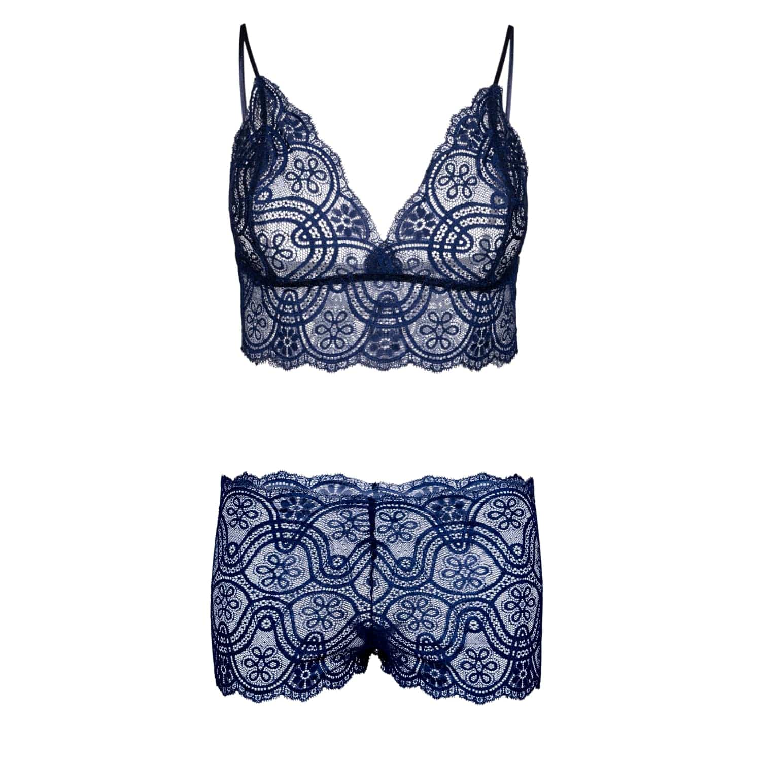 Midnight Lace Bralette & Boxer Set - Navy Blue | Oh!Zuza night&day
