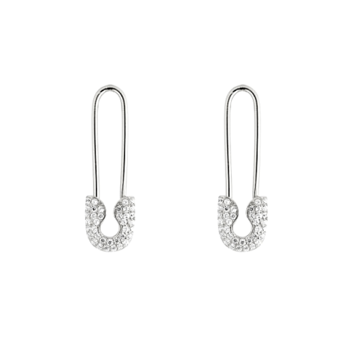 Women’s Pave Safety Pin Earring Jewelled Sterling Silver - Silver Spero London