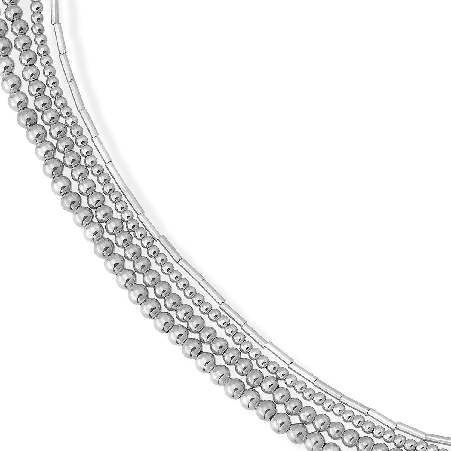 The Pheia Women's Silver Beaded Layering Necklace Set In Metallic