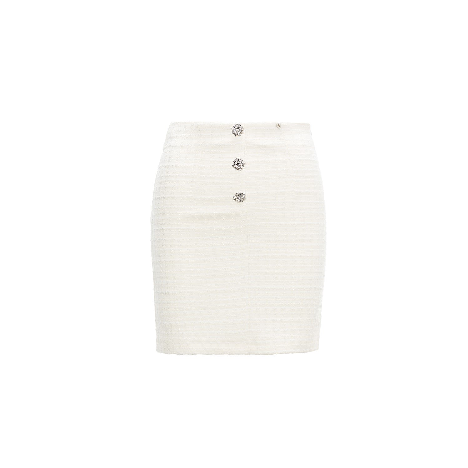 Women’s High-Waisted Bouclé Skirt White Small Nissa