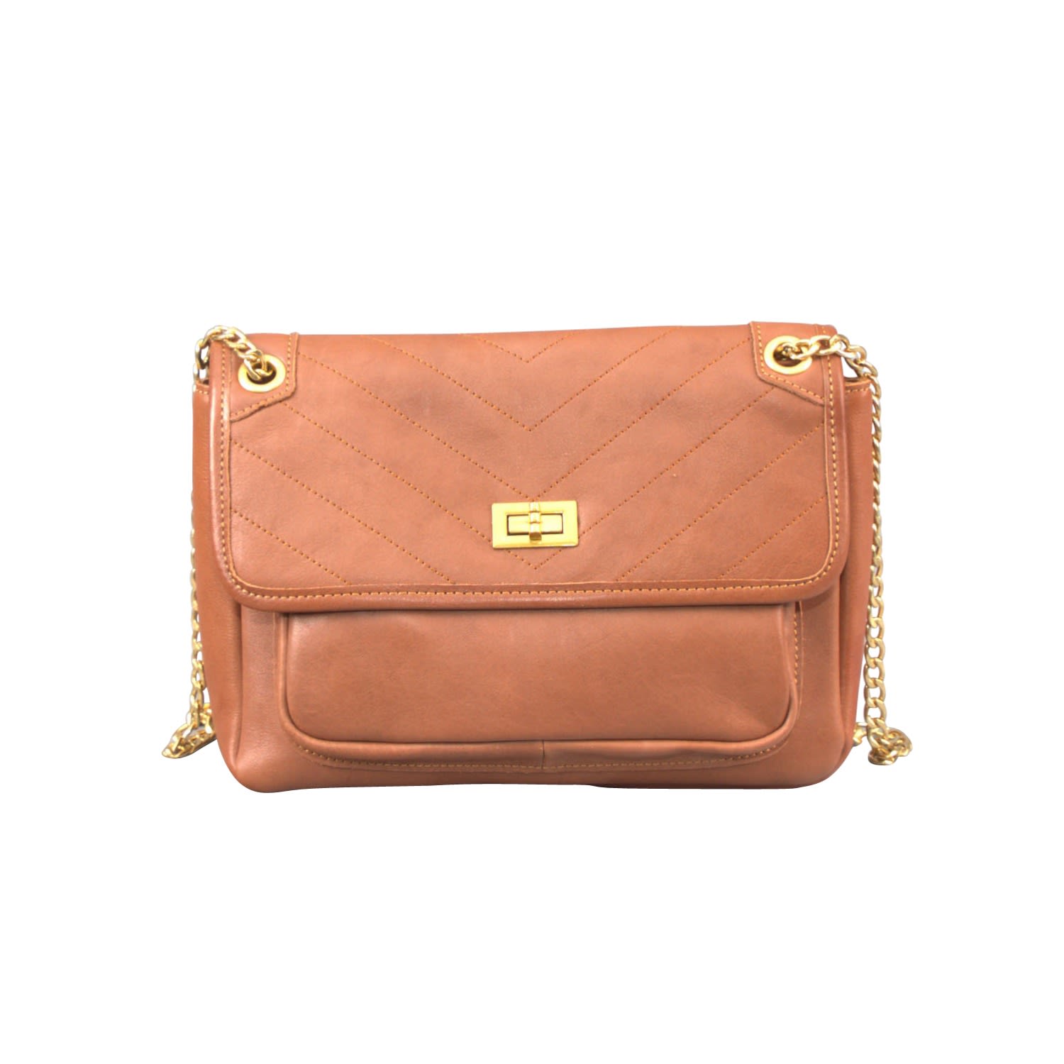 Women’s Leather Shoulder Bag ’Savina’ - Brown Rimini