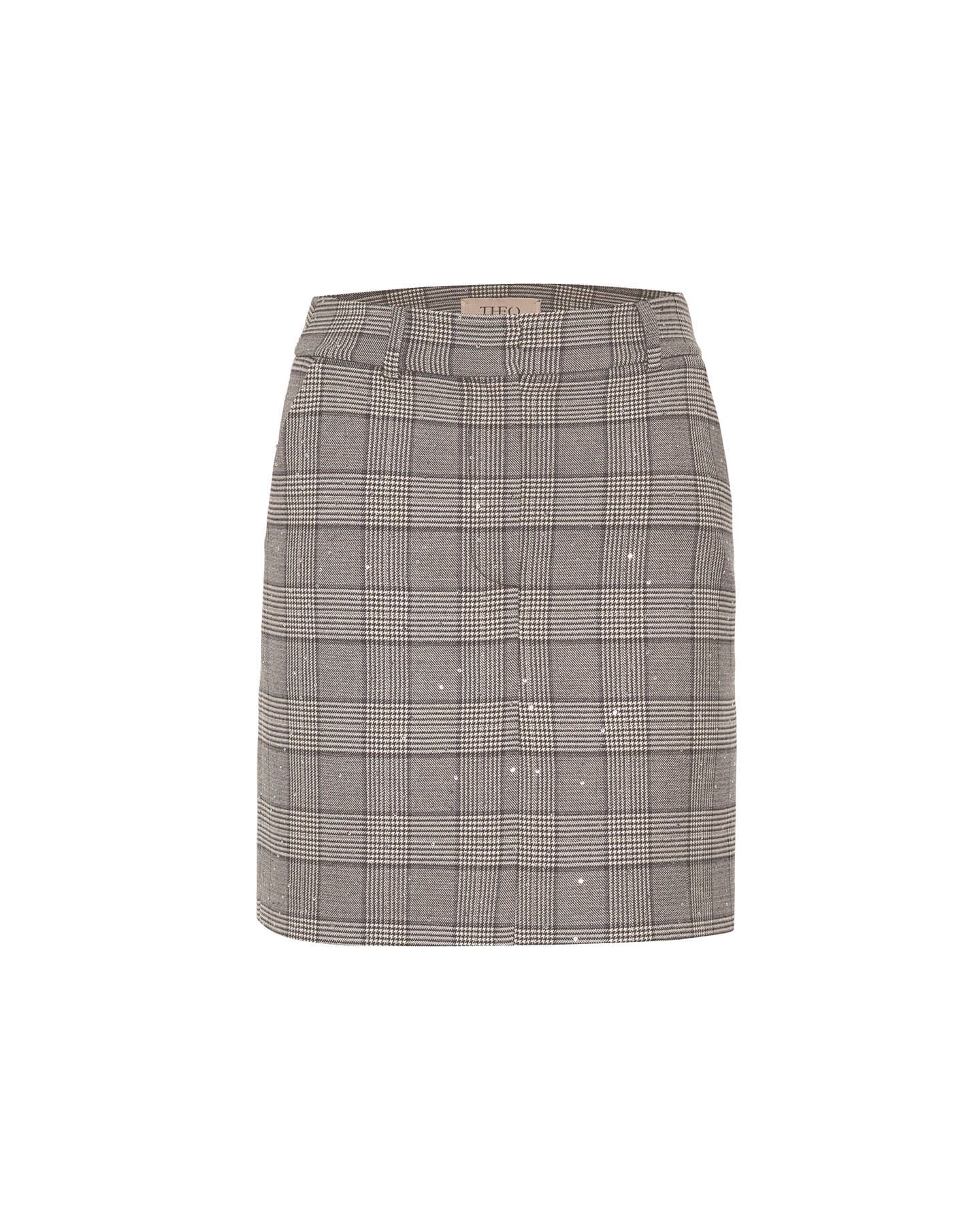 Theo The Label Women's Brown Eudora Sequined Prince Of Wales Mini Skirt - Koffee Bean In Multi