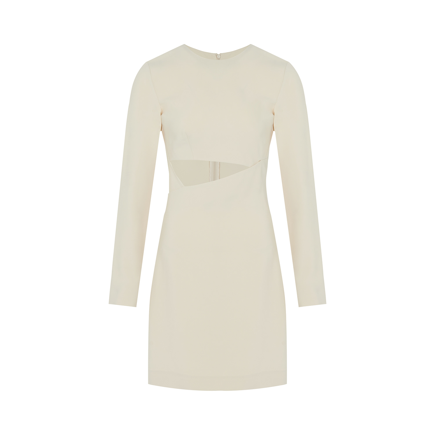 Rue Les Createurs Women's Neutrals Cutout Detail Crew Neck Ecru Mini Dress In Beige