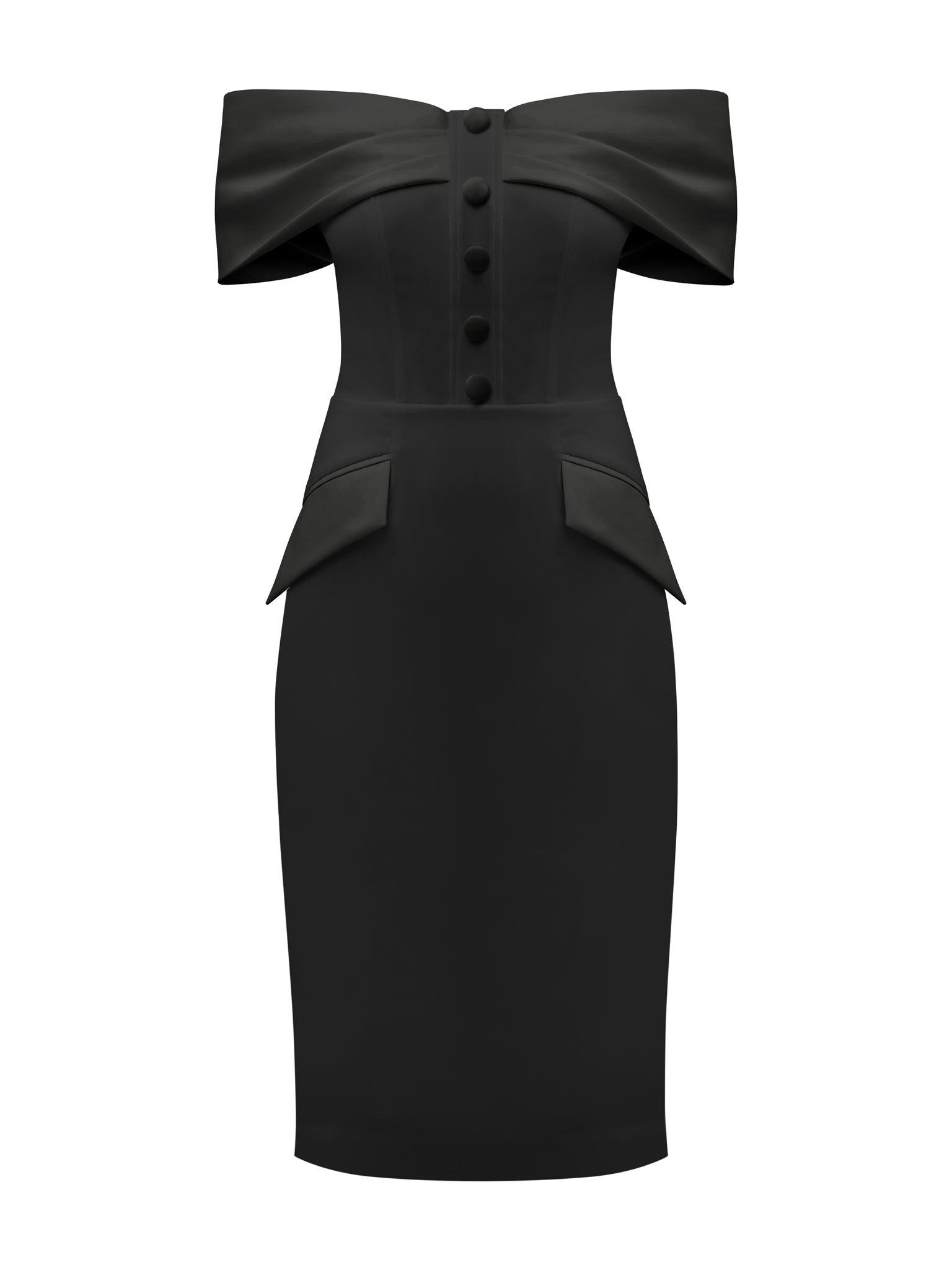 Tia Dorraine Women's Steel Confidence Off-shoulder Fitted Midi Dress - Black