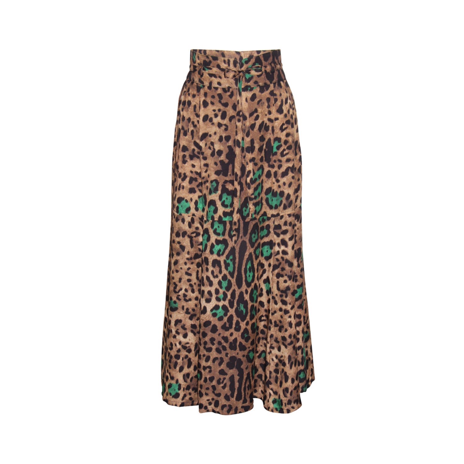 Women’s Brown Leopard Print Midi Silk Skirt Large Gosia Orlowska