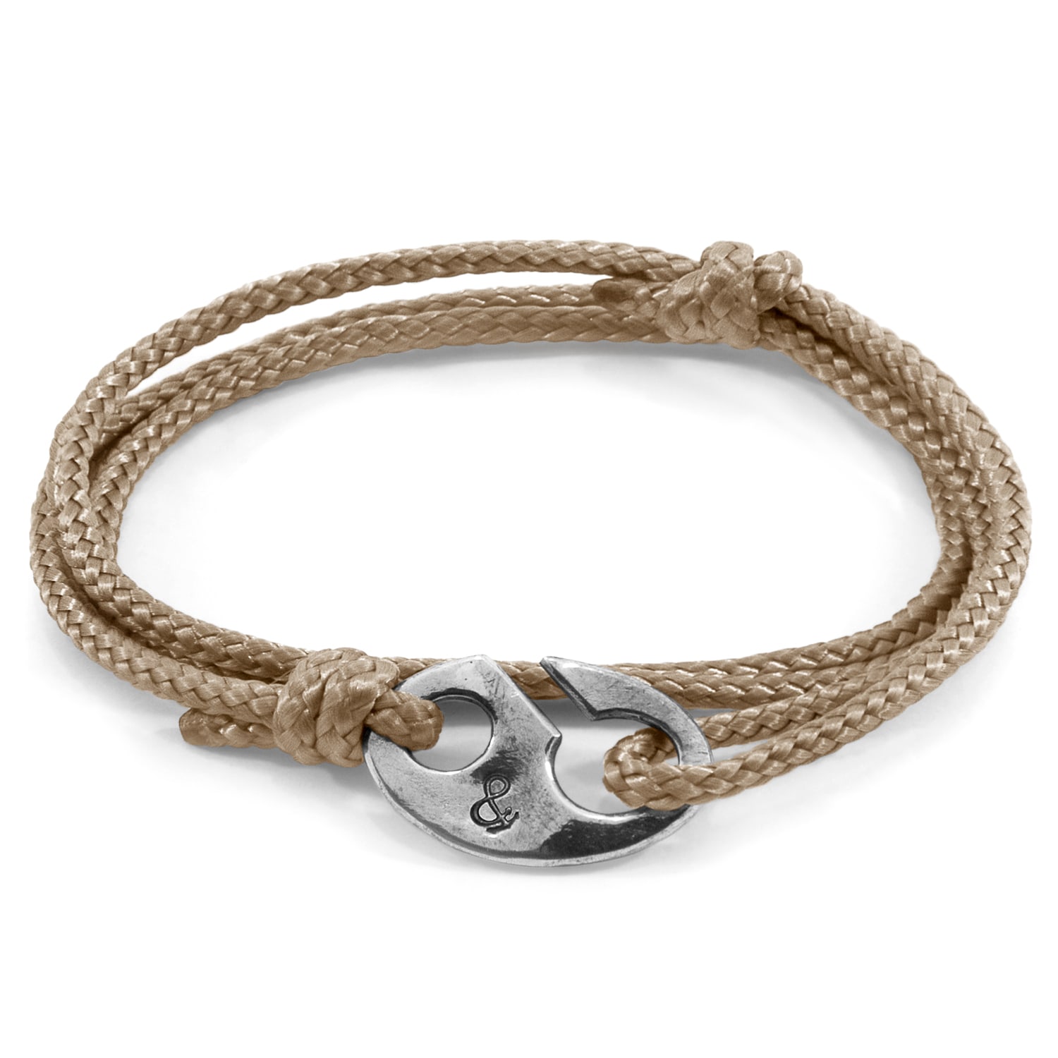 Anchor & Crew Men's Sand Brown Windsor Silver & Rope Bracelet In Brown