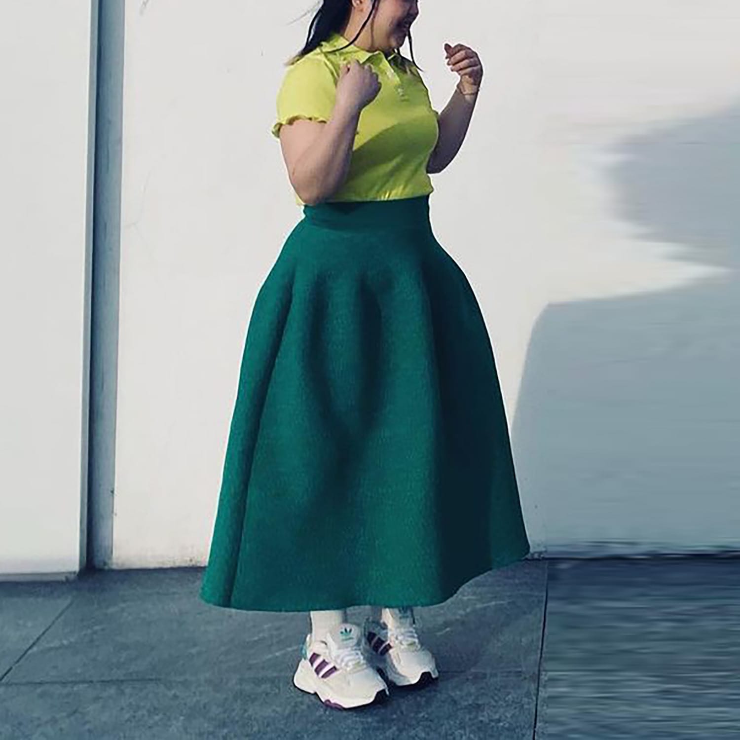 Polka Dot Green Puffy High Waisted Maxi Skirt | ARTO. | Wolf