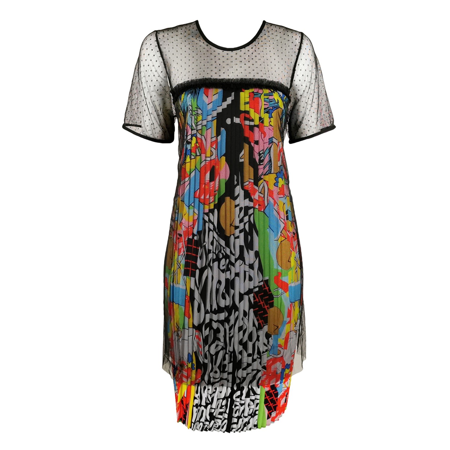 Lalipop Design Women's Pleated Dress With Black Tulle In Black