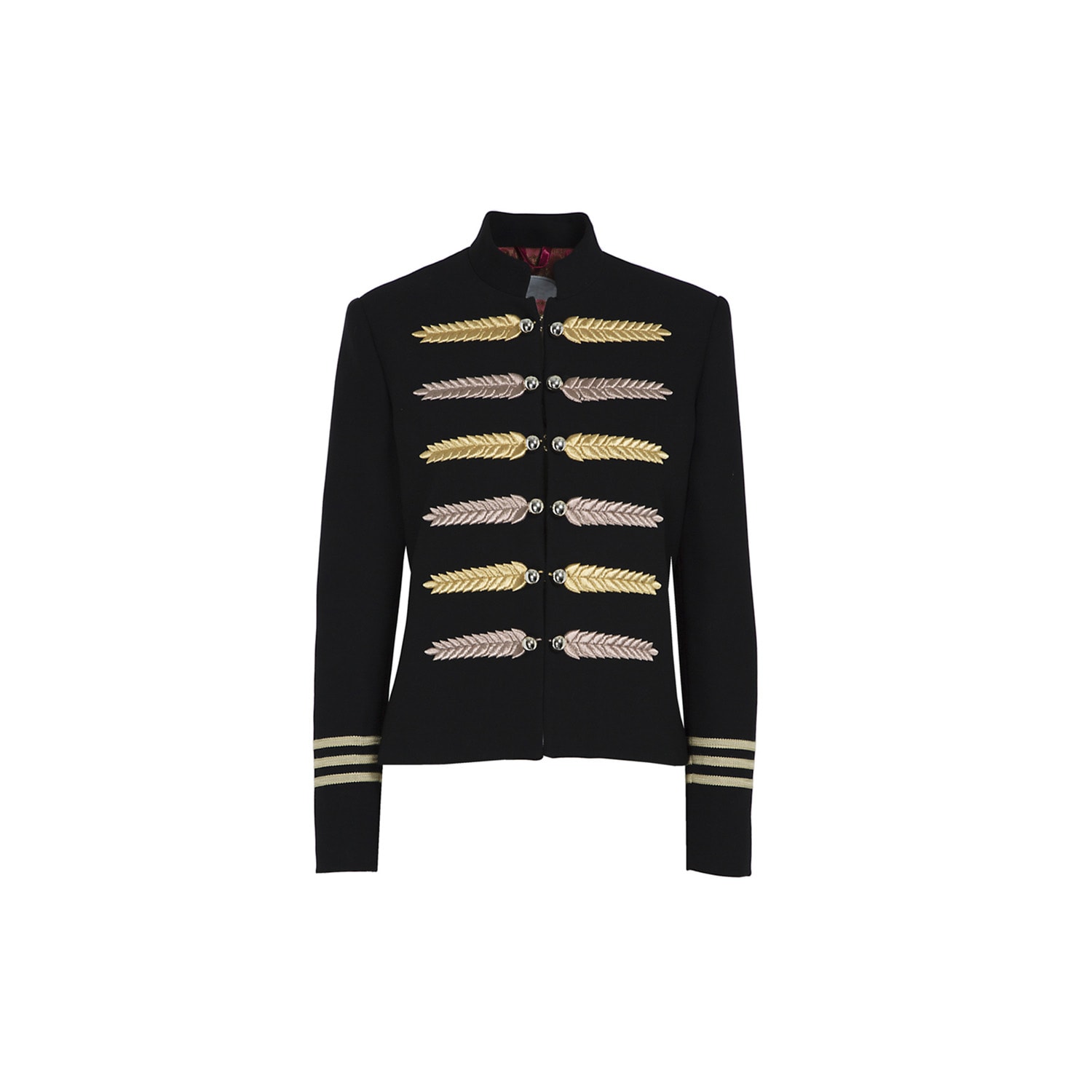 The Extreme Collection Women's Renata Roma Straight Cut Embroidered Black Premium Crepe Blazer In Multi