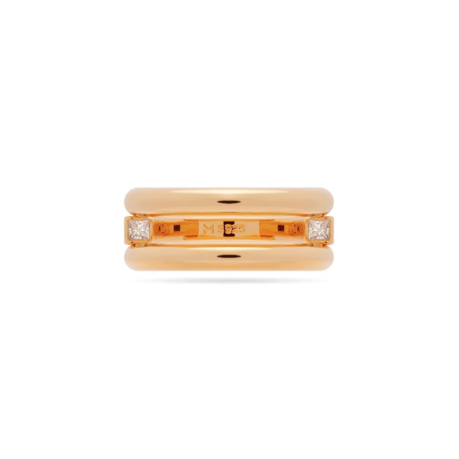 Meulien Women's Round And Square Triple Band Convertible Ring With Cz - Rose Gold