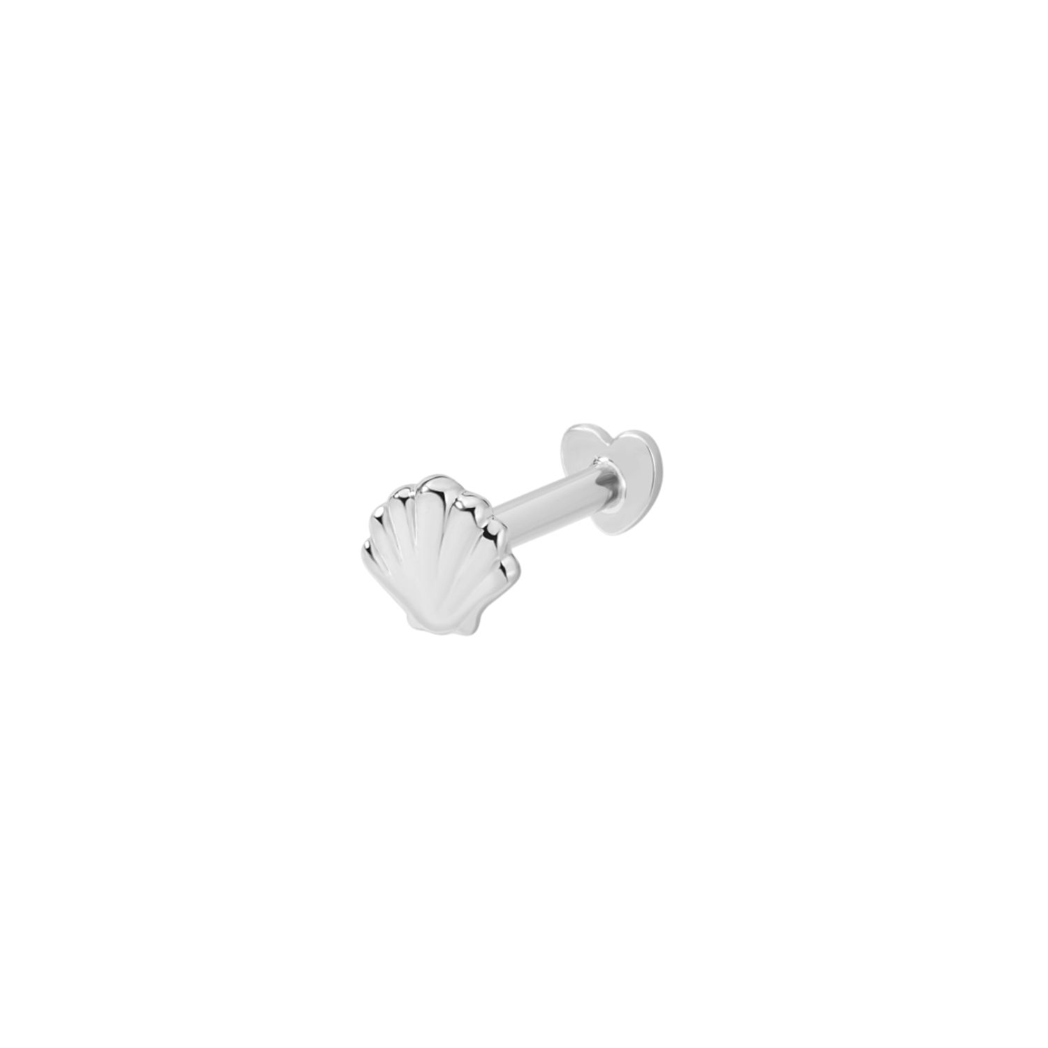 Vanchi Women's Silver 14k Solid White Gold Shell Flat Back Stud In Silver