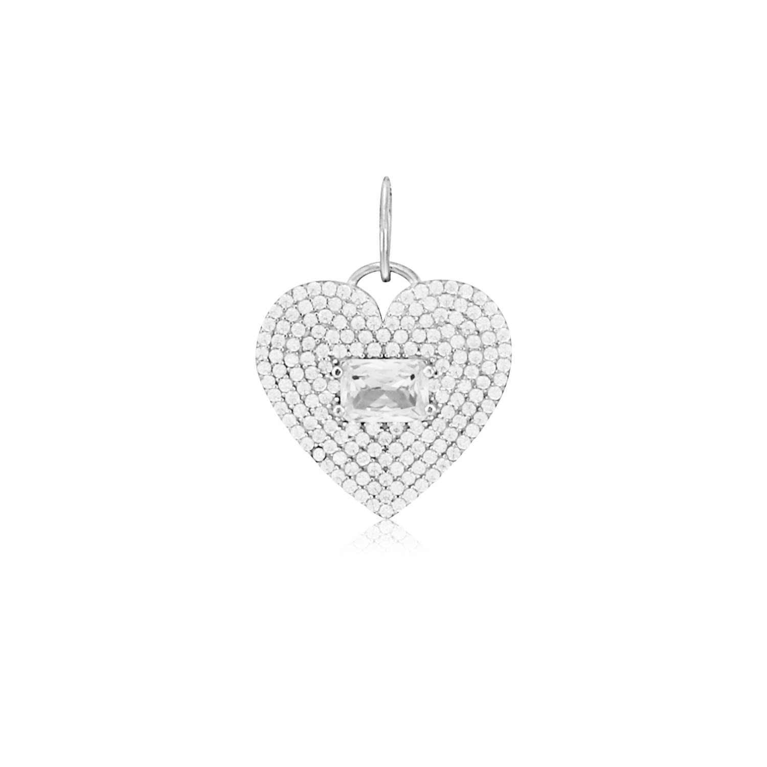 Women’s Pave Heart & Stone Charm - Silver Shymi