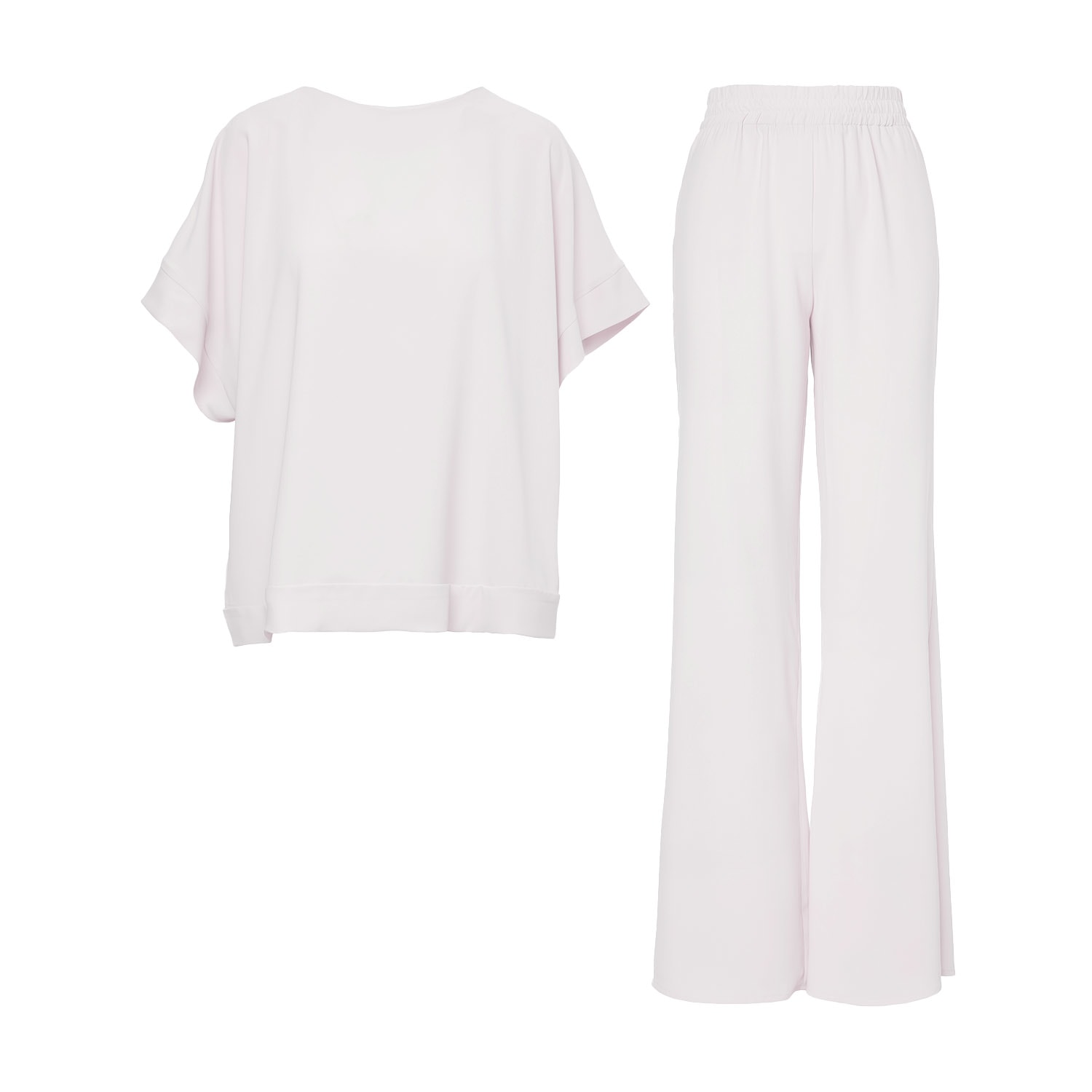 Bluzat Neutrals Ivory Set With Blouse And Flared Trousers In White