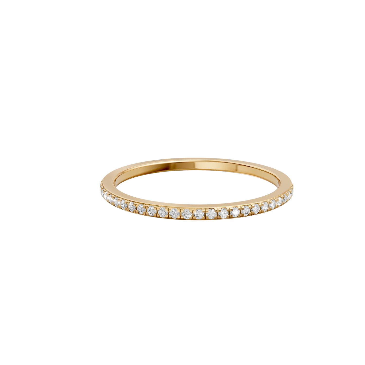 Women's Half Eternity Stackable Band Round Lab Diamond Ring In 14K Solid Yellow Gold | Aya Fine Jewelry
