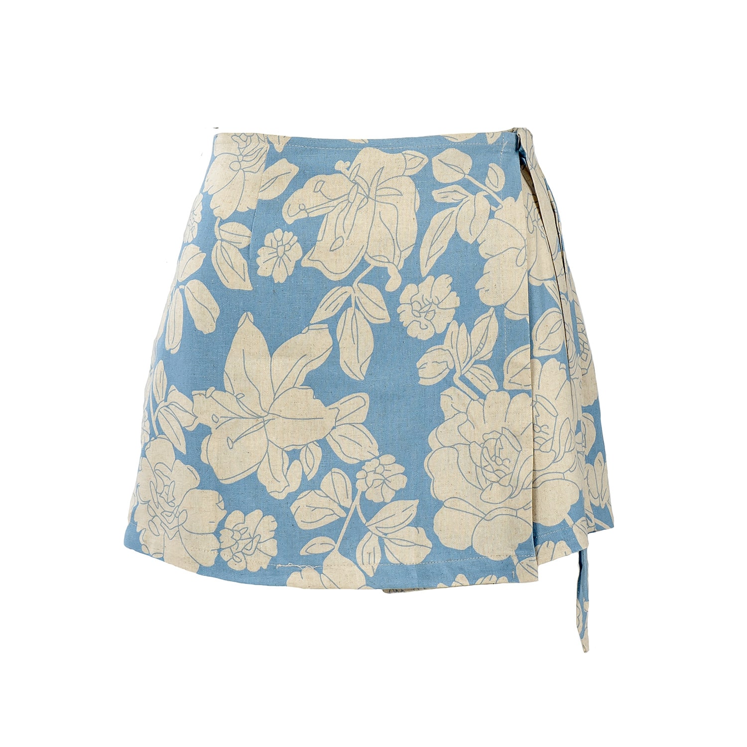 Women’s Delia Floral Linen Wrap Skort Blue Medium Forever Young the Label