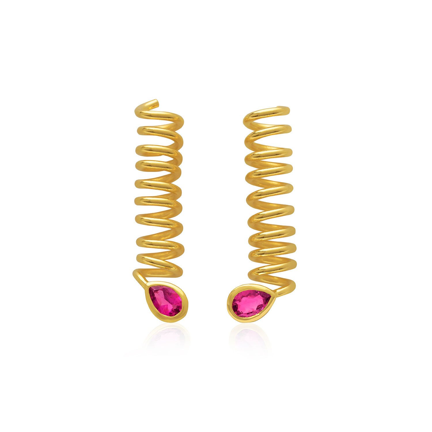 Armature Women's Pink / Purple / Gold Pink Tourmaline Curl Drop Earrings