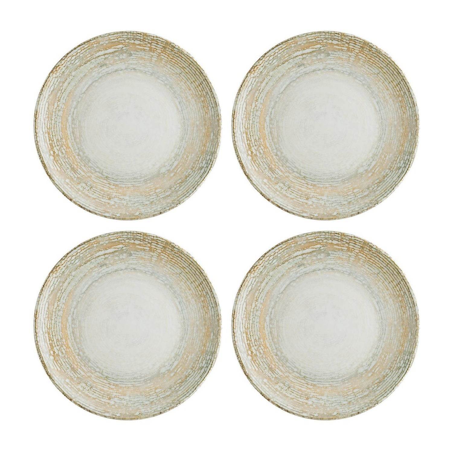 Turgla Home Neutrals / Brown Patera Round Decorated Porcelain Plate Set Of Four