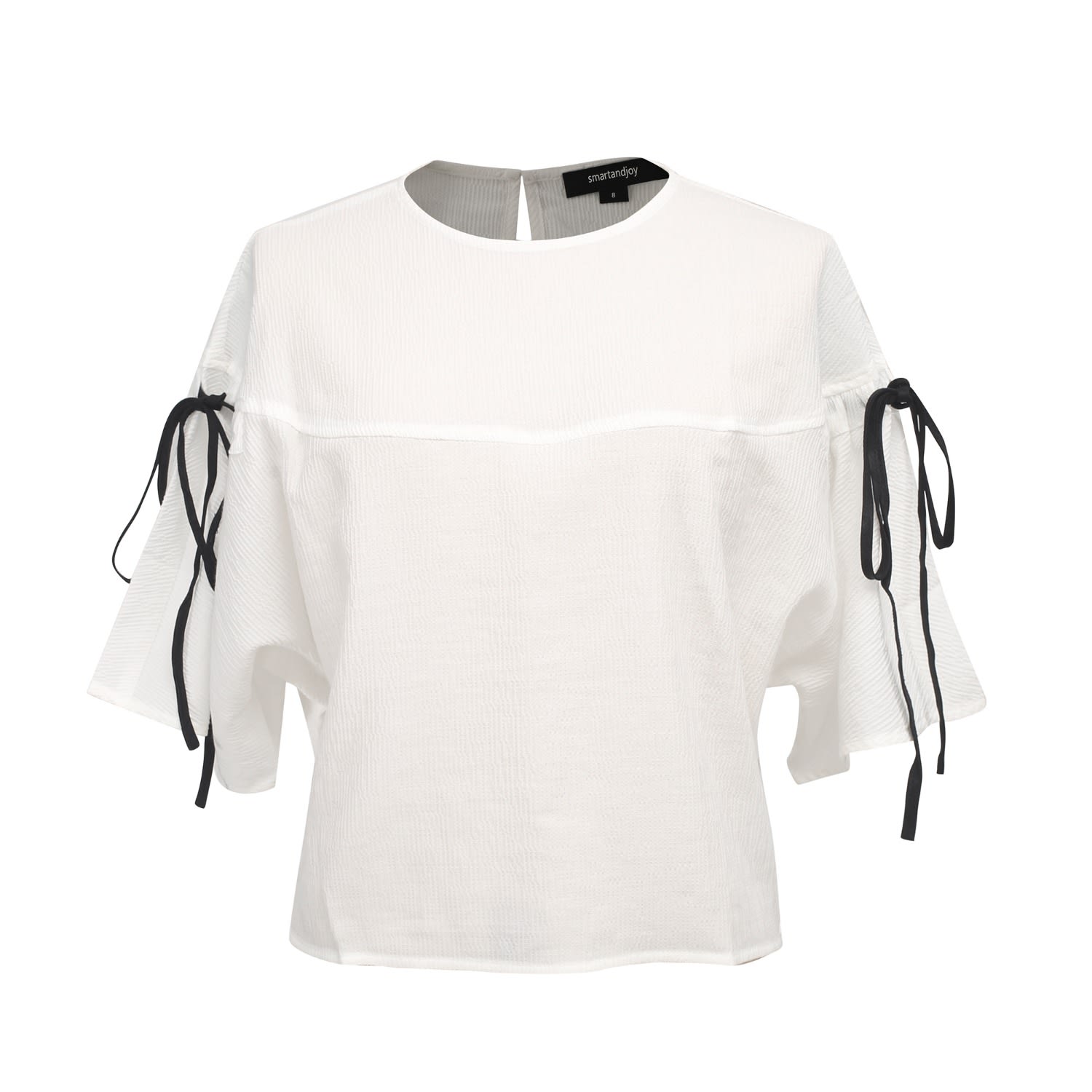 Smart And Joy Women's Tulip Sleeves Crop Top - White In White