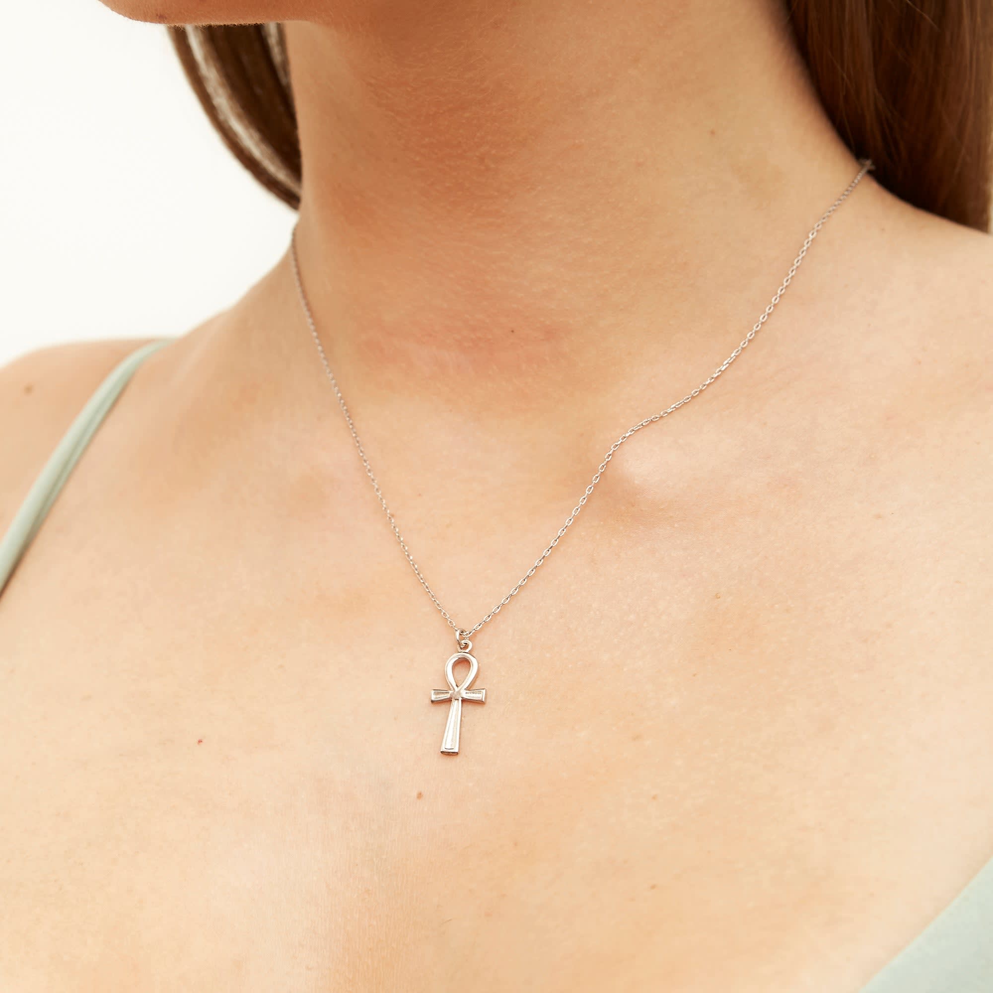 Sterling Silver Egyptian Ankh Necklace - Silver | Spero London