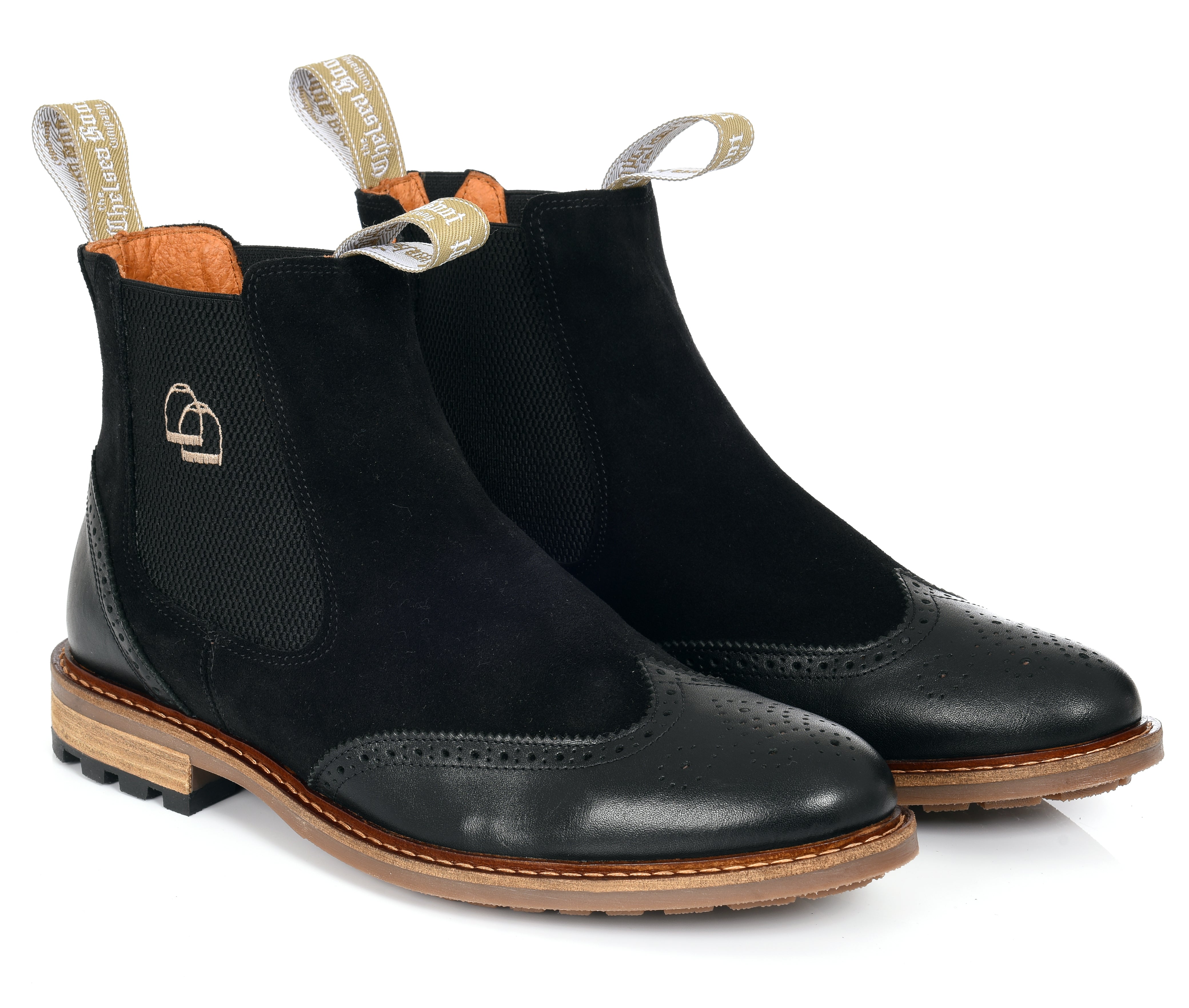 Men’s Two Tone Brogue - Black 8.5 Uk The Chelsea Boot Co Est. 1851