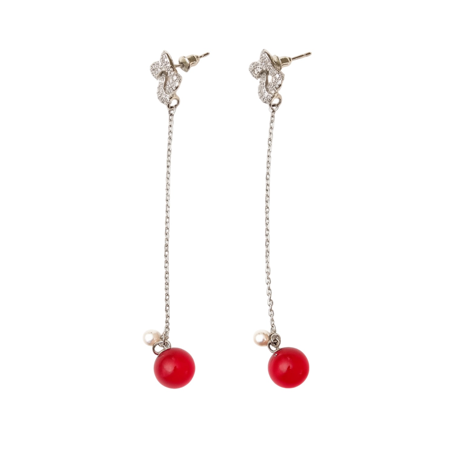 My Mokondo Women's Silver / Red Astra Earrings