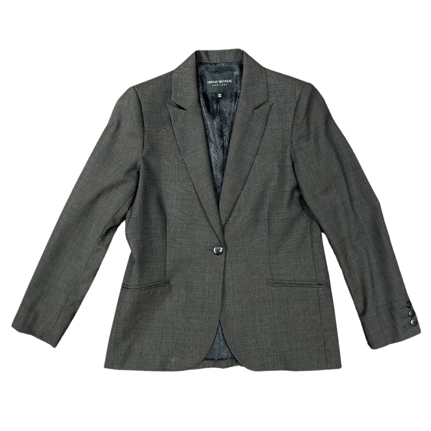 Women's Elizabeth Jacket In Chocolate Prince Of Wales Plaid | Large | Lindsay Nicholas New York