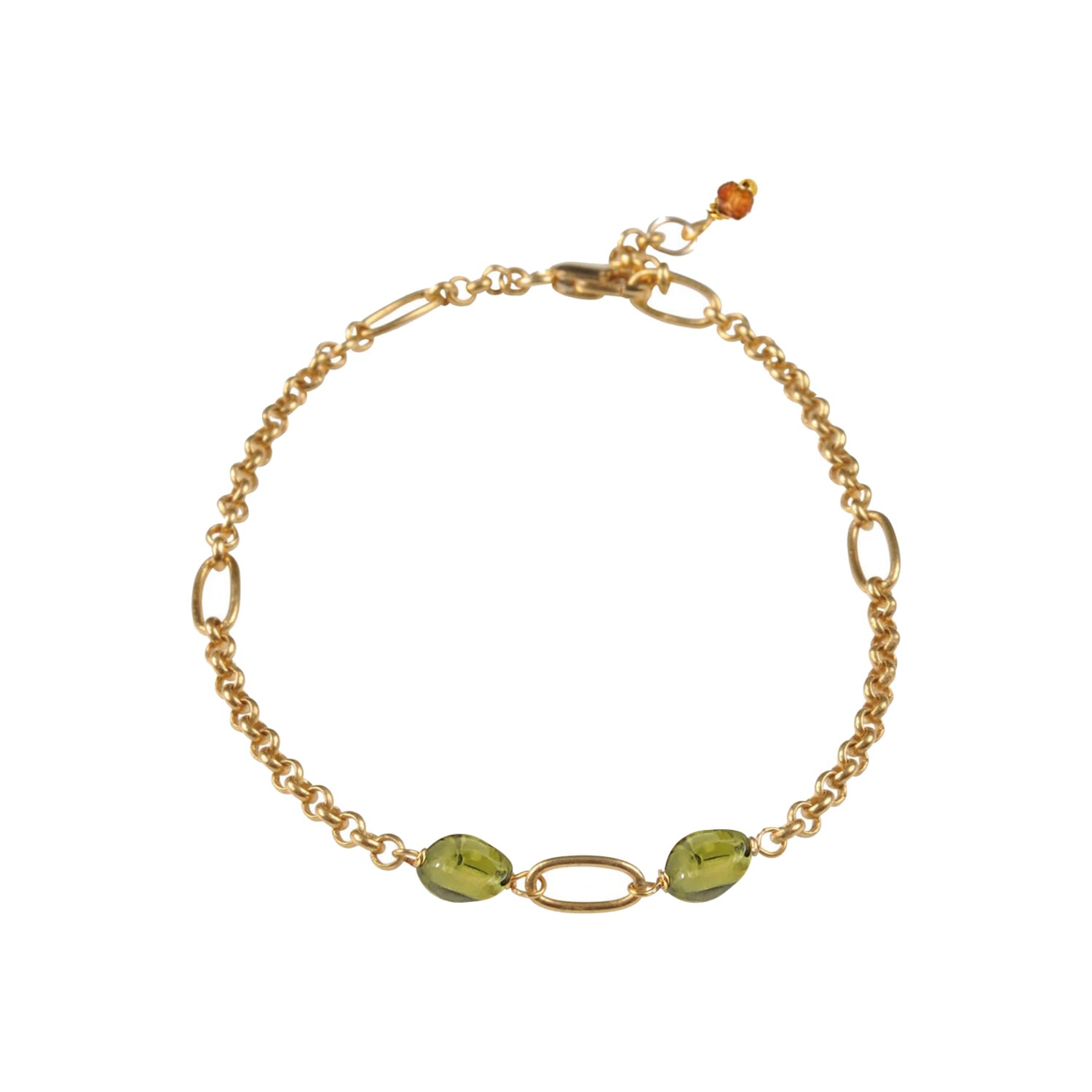 Mirabelle Jewellery Women's Gold Ovala Bracelet With Peridot In Multi