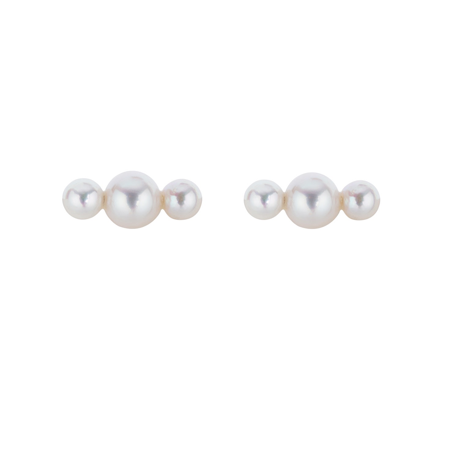 Ora Pearls Women's Gold / White Tria Pearl Studs Earrings - Solid 9ct Gold In Multi