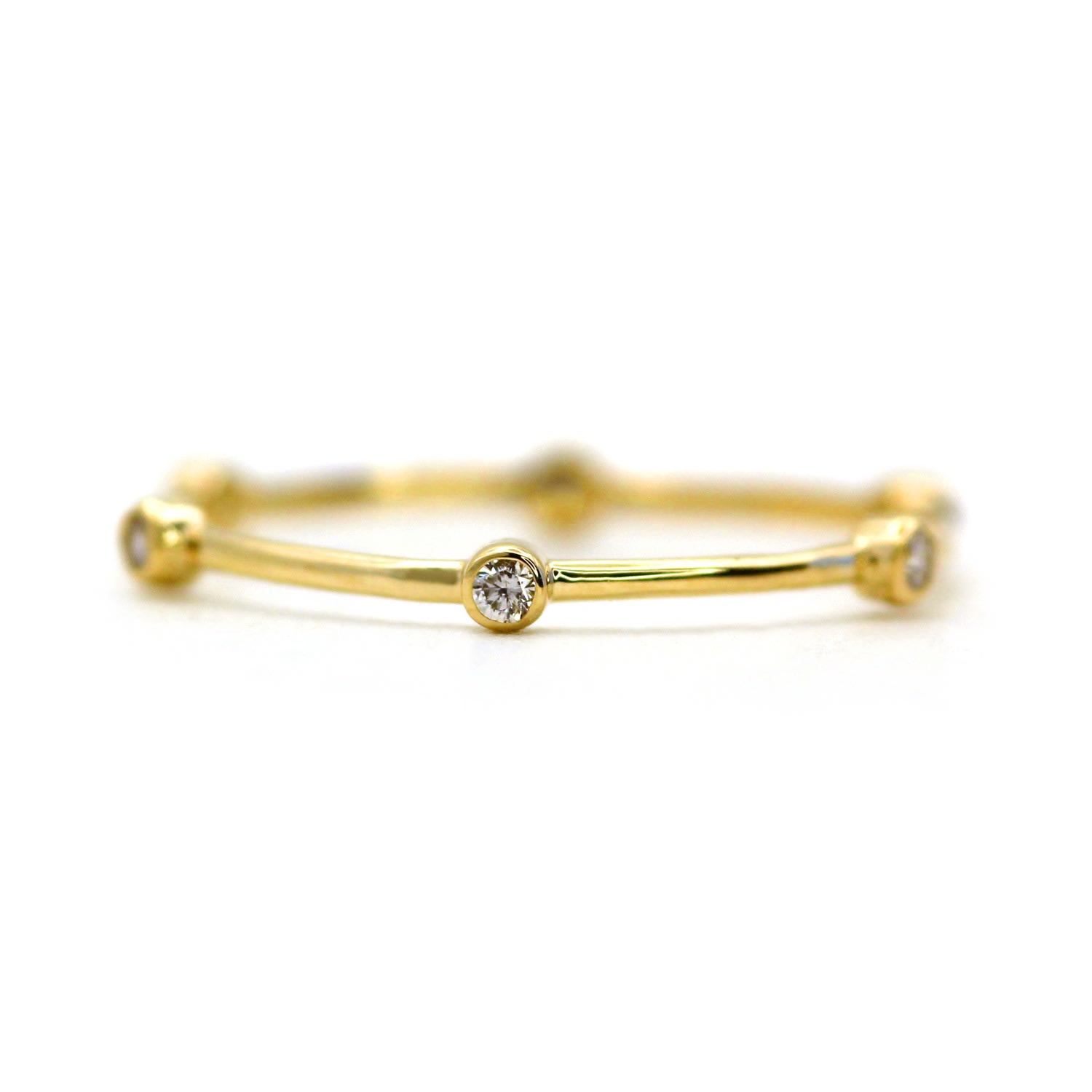 Women’s Timeless Simple Bezel Setting Diamond Yellow Gold Ring Vicstonenyc Fine Jewelry